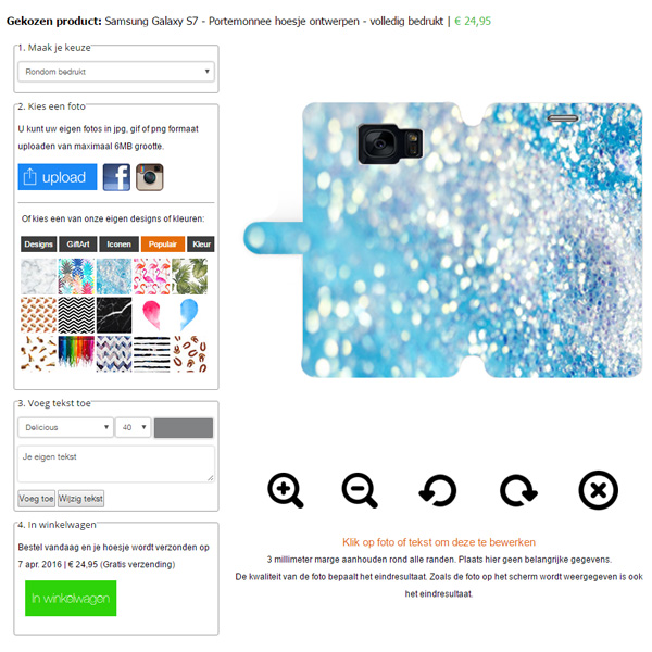 créer sa coque portefeuille Galaxy S7 Edge personnalisée