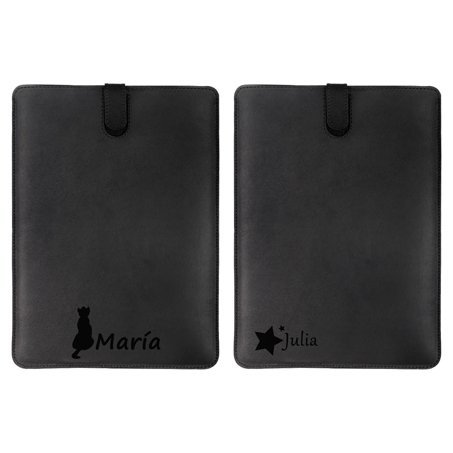 coque personnalisée en cuir, housse ipad cuir étui personnalisé en cuir avec texte et icones