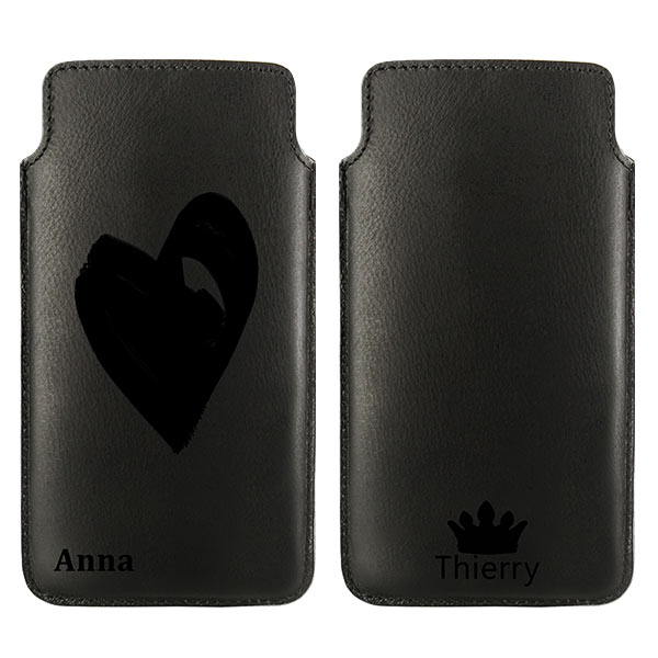 coque personnalisée en cuir, pochette cuir personnalisée pour téléphone étui personnalisé en cuir avec texte et icones