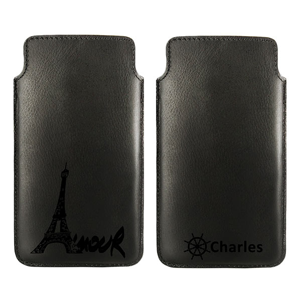 coque personnalisée en cuir, housse en cuir housse smartphone cuir personnalisée avec texte et icones